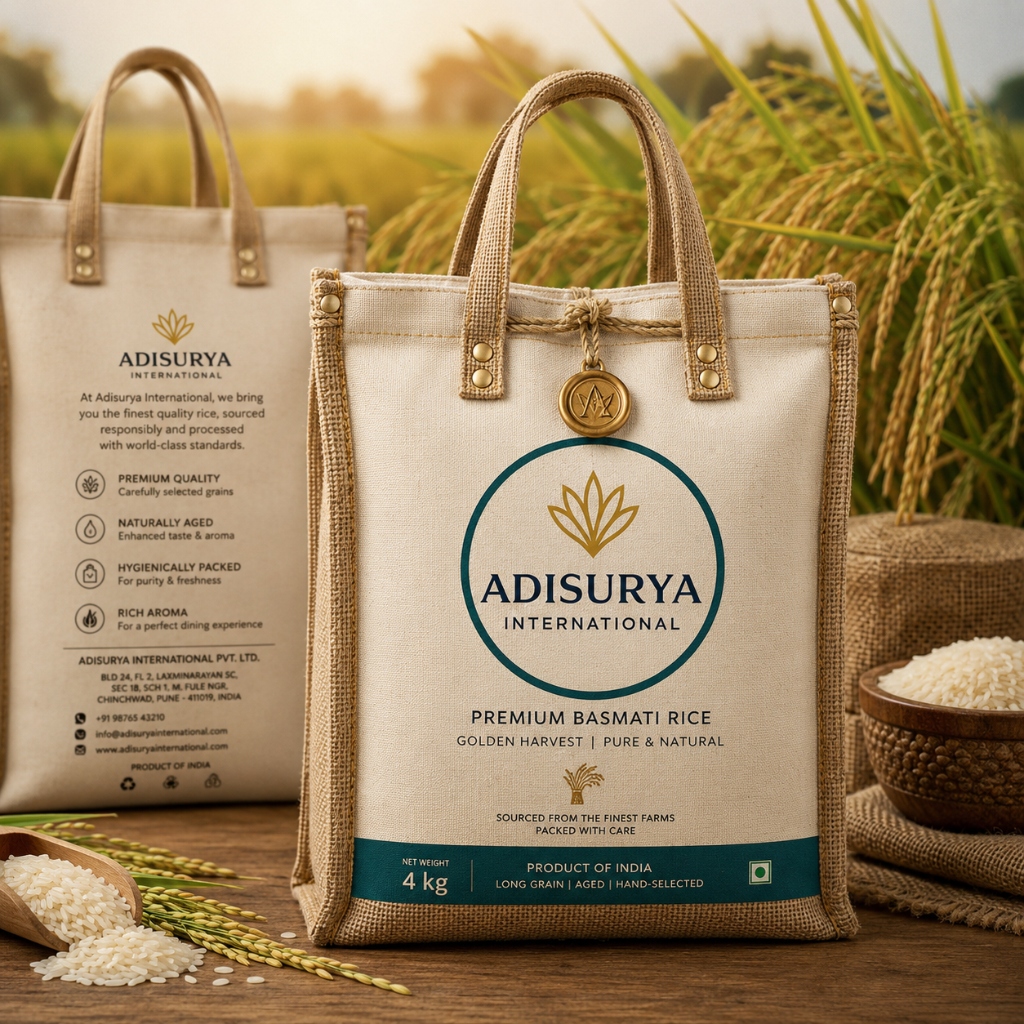 Neatly stitched rice canvas bags